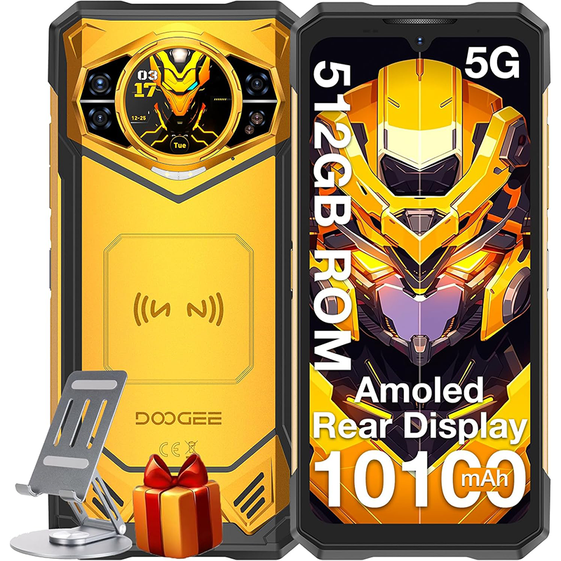  DOOGEE S200 X【ámbar】 Celular 5G - Bateria de alta potência de 22000mAh - 36GB RAM + 512GB ROM - Cartão de memória expansível de 2TB