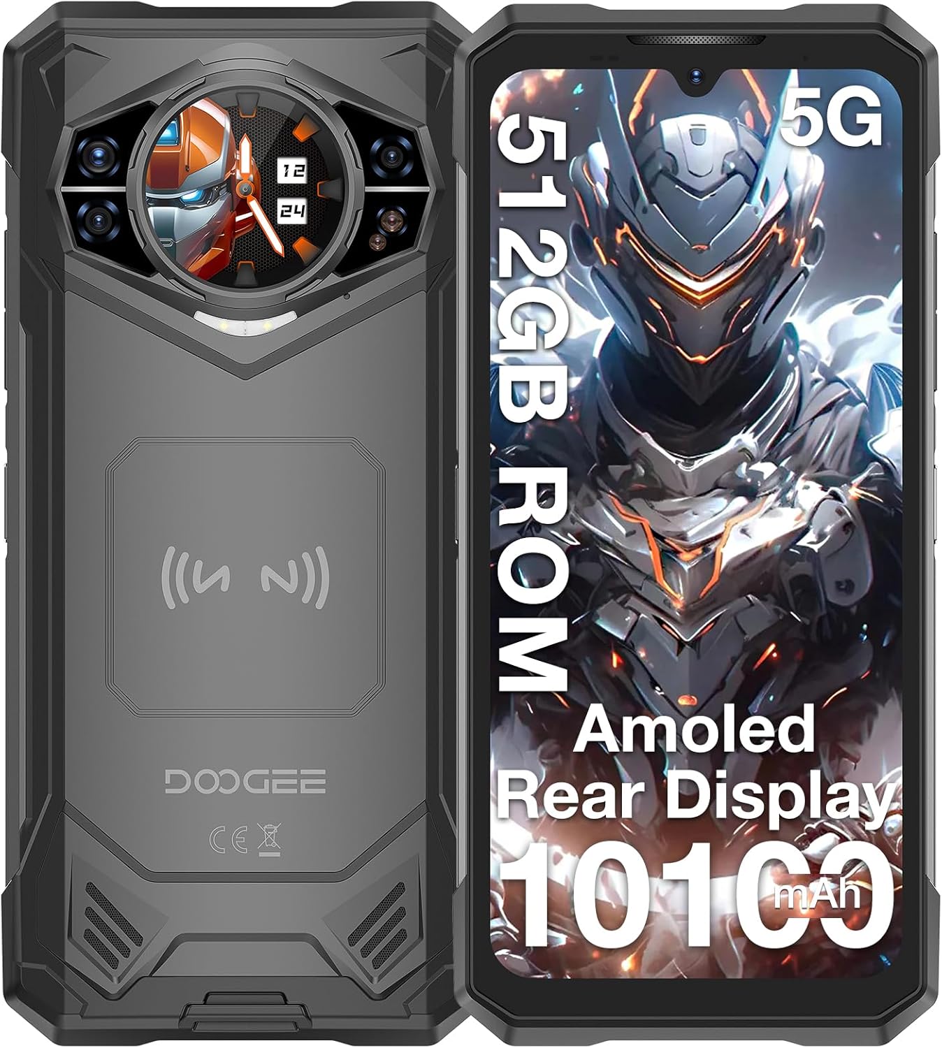  DOOGEE S200 X【negro】 Celular 5G - Bateria de alta potência de 22000mAh - 36GB RAM + 512GB ROM - Cartão de memória expansível de 2TB