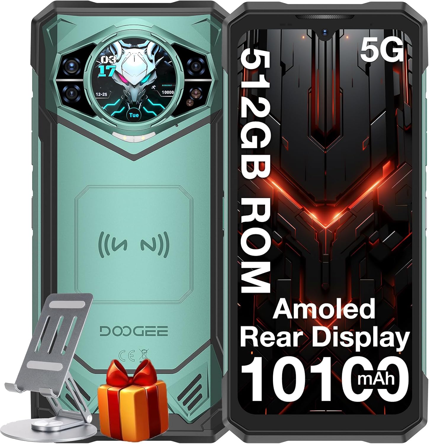  DOOGEE S200 X【verde】 Celular 5G - Bateria de alta potência de 22000mAh - 36GB RAM + 512GB ROM - Cartão de memória expansível de 2TB